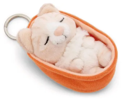 Produktbild von NICI Schlüsselanhänger Sleeping Pets Katze 8cm in Körbchen - beige - Treuer-Begleiter für Rucksack oder Tasche, Schlüsselhalter für klein und Groß | 61607