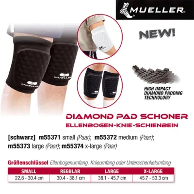 Produktbild von MUELLER Diamond Pad Schoner Ellenbogen-Knie-Schienbein paarweise in Schwarz - XL -- 1 Paar