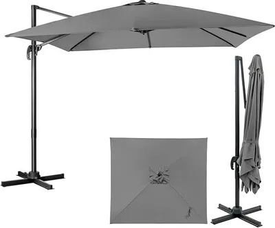 Produktbild von KOMFOTTEU Ampelschirm 300cm, Gartenschirm knickbar & höhenverstellbar, Balkon Sonnenschirm Rechteckig, Strandschirm mit Kreuzbasis, Marktschirm ohne Schirmständer