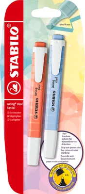 Produktbild von STABILO Textmarker -  swing cool Pastel - 2er Pack - Wolkenblau, Korallrot
