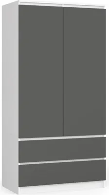 Produktbild von Kleiderschrank mit Schubladen 90 cm LOTA - weiß/grau