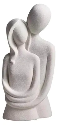 Produktbild von Paar Umarmung Skulptur, Regal Dekoration, Figuren für die Wohnung, Kantenhocker, moderne abstrakte Kunst, Bürodekoration (Weiß)