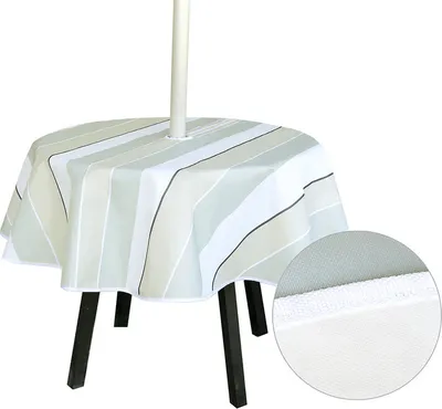 Obrázek produktu pro ele ELEOPTION Kulatý ubrus 152 × 52 cm s otvorem pro deštník a zipem pro terasu, zahradní párty, grilování Pruhy s potiskem