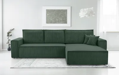 Produktbild von AX LIVING Dunkelgrün Cord Couch Form – Cedria L Wohnlandschaft 287cm