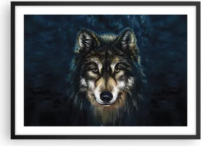 Produktbild von Gerahmtes Poster - Schwarzer Rahmen - Wolf Dunkel Grafik - 70x50 cm - Wand Bild - Wanddeko - Wandbilder - Kunstposter - Wandposter - Bilderrahmen - Bilder - Kunstdruck - P2BAA70x50-4845