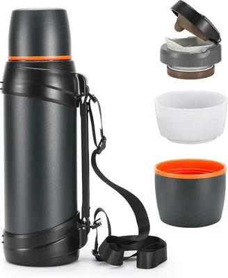 Produktbild von Famanu Thermoskanne 2,5 l - Dunkelblau, mit 2 Trinkbechern, doppelwandig, isoliert
