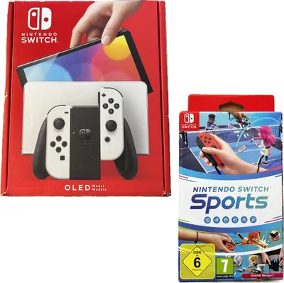 Produktbild von Nintendo Switch OLED Edition Bundle mit Spiel: Switch Sports (inkl. Beingurt)