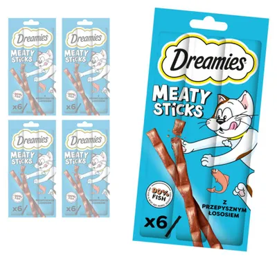 Produktbild von Leckerli Dreamies Meaty Sticks 5x30g Ergänzungsfutter für erwachsene Katzen Lachssticks