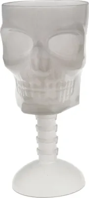 Image de Verre phosphorescent crâne Halloween décoration de table blanc 18 cm -