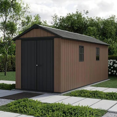 Immagine prodotto di Dmora Casetta da Giardino Kincardine 539x230x246h cm Marrone, Resistente Agli Agenti Atmosferici Presenza Finestre