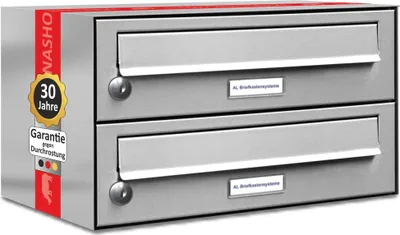Produktbild von 2er Edelstahl Briefkasten Anlage 2 Fach Wandbriefkasten Postkasten