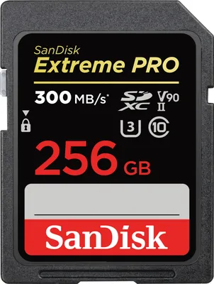 Produktbild von SanDisk Extreme PRO® SDXC™-UHS-II-Speicherkarte, V90 - 256 GB, 300 MB/s, 260 MB/s