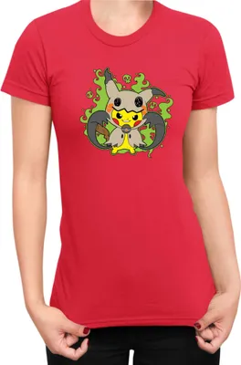 Zdjęcie produktu dla Koszulka Damska Japan Manga Anime Comics Pokemon 040, Lady 2XL / Czerwony