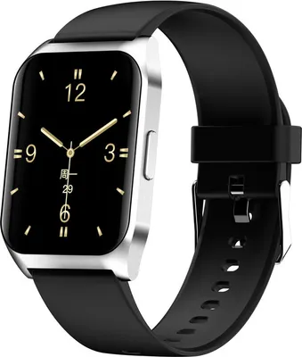 Image de E17 Smart Watch avec Make Call Portable Music Player Fitness Tracker Cardiofréquencemètre pour hommes femmes, Bracelet en caoutchouc argenté