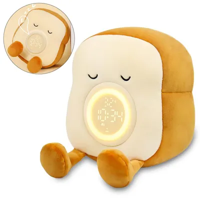 Produktbild von Multifunktionaler Plüsch Wecker, LED Nachtlampe, lichtwecker, Kinder Schlafhilfe, Doppelwecker, Snooze, Geschenkidee