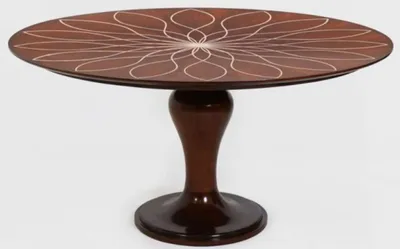 Produktbild von Casa Padrino Luxus Esstisch Braun / Weiß Ø 150 x H. 78 cm - Runder Massivholz Küchentisch - Esszimmertisch - Luxus Esszimmer Möbel