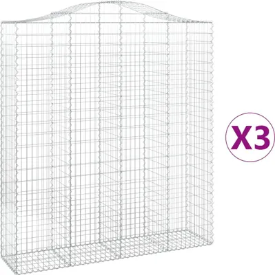 Produktbild von vidaXL Gabionen mit Hochbogen 3 Stk. 200x50x220/240cm Verzinktes Eisen