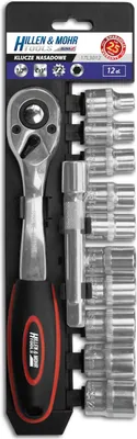 Produktbild von 1/2" Steckschlüsselsatz 12-teilig (Ratschengriff/Verlängerung/Steckschlüssel)