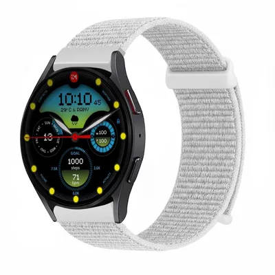 Produktbild von Smartwatch Armband für Samsung Galaxy Watch4 40mm Nylon Textil Band Ersatzband Wechselband Klettverschluss flexibel atmungsaktiv Weiß
