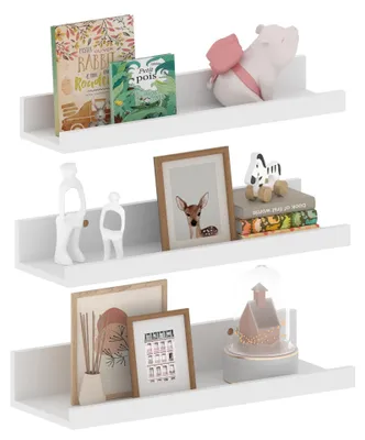 Image de Étagère murale de 40 cm - Lot de 3 étagères murales flottantes blanches