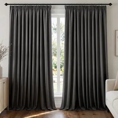 Image de Rideaux occultants avec bande passante - 2 pièces - Gris anthracite
