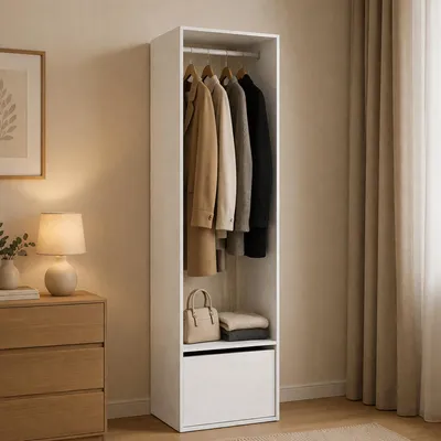 Image de Islamabad - Armoire Grande, 60x205h cm Blanc, Porte-manteaux