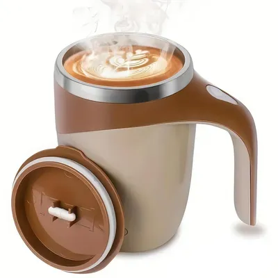 Produktbild von Automatischer Rührkaffeebecher aus Edelstahl, Wiederaufladbare Selbstrühr-Tasse für Büro und Zuhause