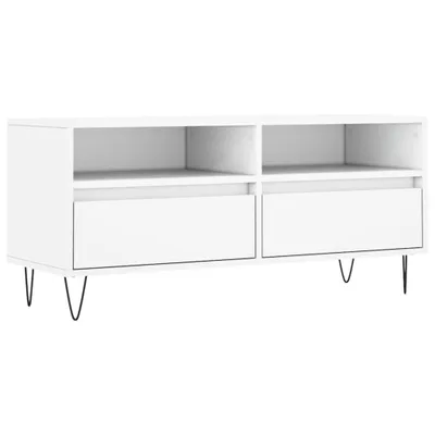 Zdjęcie produktu dla Szafka pod TV, biała, 100x34,5x44,5 cm, materiał drewnopochodny
