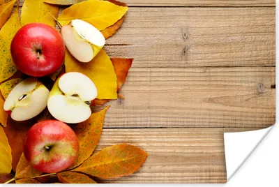 Produktbild von MuchoWow® Poster Apfel - Blätter - Herbst - Obst 120x80 cm - Bilder