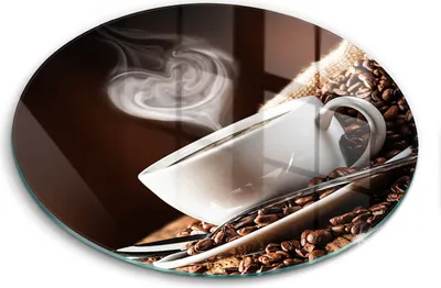 Produktbild von Glasschneideplatte - Herdabdeckplatte - fi30 cm -Schneidebrett - Spritzschutz - Kaffee und Tasse