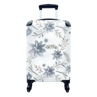 Produktbild von MuchoWow® Koffer Handgepäck Trolley Rollkoffer Kleine Reisekoffer mit 4 Rollen - Muster - Winter - Blumen - Cabin Size < 55x40x23 cm & 55x40x20 cm - Fotokoffer - Kabinenkoffer - Boardgepäck - Reise-Box - Reisekoffer - Reisegepäck - Koffer mit Bild - Trolley für Kinder