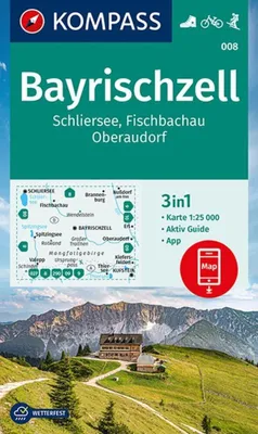 Immagine prodotto di Carta escursionistica KOMPASS 008 Bayrischzell, Schliersee, Fischbachau, Oberaudorf 1:25.000