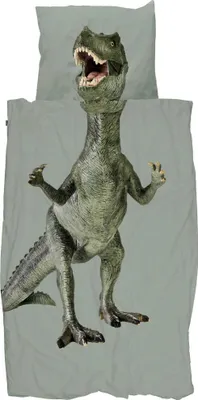 Produktbild von SNURK Bio-Baumwoll-Bettwäsche-Garnitur Dino Jurassic Green Größe 135x200cm+80x80