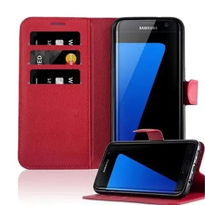 Image de Cadorabo Housse pour Samsung Galaxy S7 EDGE Housse de protection en rouge Housse pour téléphone portable Etui Case Cover Fermeture magnétique