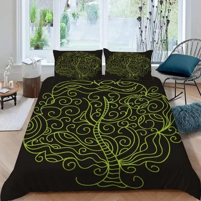 Zdjęcie produktu dla Komplet pościeli 220x240 cm, 3-częściowy, mikrofibra, abstrakcyjna sztuka, motyw 3D, z zamkiem błyskawicznym, 2 poszewki na poduszki 80x80 cm