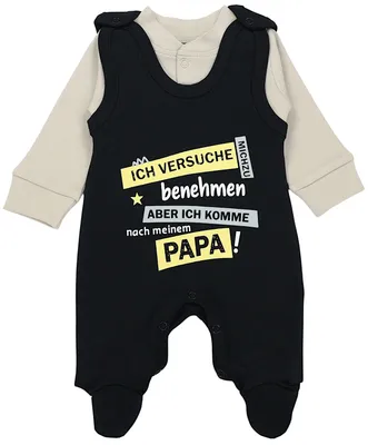 Produktbild von TupTam Unisex Baby Strampler Set Spruch Mamas & Papas Schatz, Farbe: Ich versuche mich zu benehmen... / Schwarz, Größe: 56