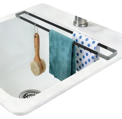 Productafbeelding van Spoelbak-organizer, 43 cm, afdruiprooster en spoeldoekhouder van metaal