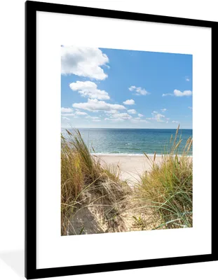 Produktbild von MuchoWow® Gerahmtes Poster Düne - Gras - Meer - Strand 60x80 cm - Poster mit Schwarzem Bilderrahmen Wandposter Rahmen Foto Bilder - Wohnzimmer - Dekorationen - Prämie
