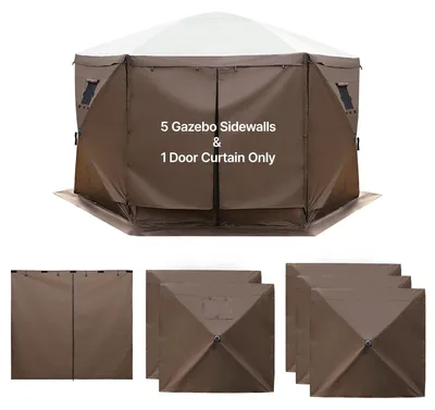 Image de Parois latérales/bâches latérales pour pavillon - Lot de 6 pièces - Dimensions 1,73 x 1,48 m - Imperméables et protection UV, revêtementPolyuréthane- Porte à fermeture éclair - 2 fenêtres - Pour pavillon pliant/tente de réception - Marron