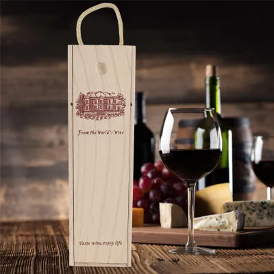 Image de Retro Red Wine Bottle Box Portable Delicate Wooden Storage Container Gift Case Decoration