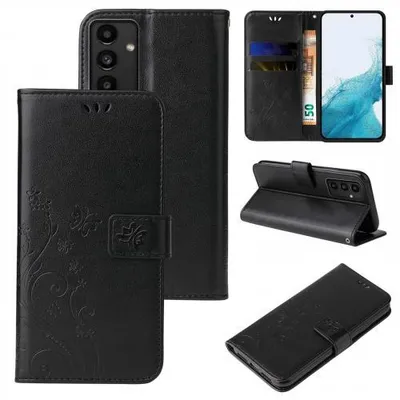 Produktbild von Kunstleder Flip-Hülle Floral für Samsung Galaxy A54 5G - Farbe: Schwarz - Modellkompatibilität: Für Samsung Galaxy A54 5G