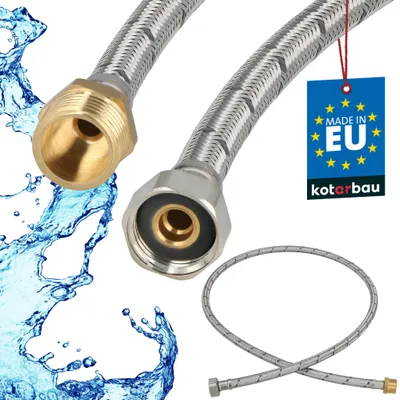 Image de KOTARBAU® Flexible Robinet 1/2" x 1/2" Flexible Eau Tuyau Robinet 120 cm Mâle x Femelle Rallonge Robinet Cuisine Flexible Acier Inoxydable