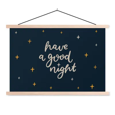 Produktbild von MuchoWow® Textilposter Sprichwörter - Eine gute Nacht - Kinder - Zitate - Kinder - Baby 60x40 cm mit holzfarbenen Rahmen - Bilder
