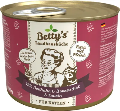 Produktbild von Bettys Landhausküche 6 x 200g Truthahn m. Borre.öl Katzenfutter