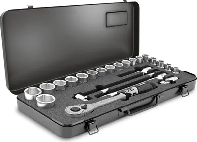 Obrázok produktu pre Sada nástrčných kľúčov, šesťhranných, 23 ks, 12,5 mm (1/2"): 10-32 m