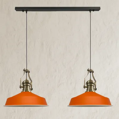 Produktbild von Asletl Pendelleuchte Esstisch Gelb 2 Flammig Metall 41 cm, Hängelampe Esstisch Wohnzimmer, Hängelampe Industrial Vintage, Küchenlampe Vintage - Orange