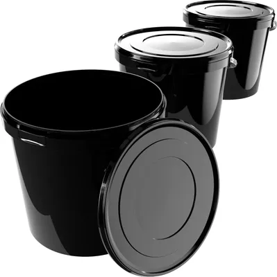 Produktbild von Eimer mit Deckel 10 L | Vorratseimer | Lebensmittelecht Schwarz | PP | 3 Stück