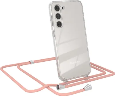 Produktbild von EAZY CASE Handykette kompatibel mit Samsung Galaxy S23 Plus, Handyhülle mit Umhängeband, Handykordel, Schutzhülle Clear, Band in Rosa