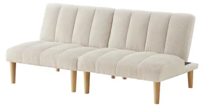 Zdjęcie produktu dla Sofa rozkładana, dwuosobowa, o wymiarach 167 cm, w kolorze beżowym, obita welurem