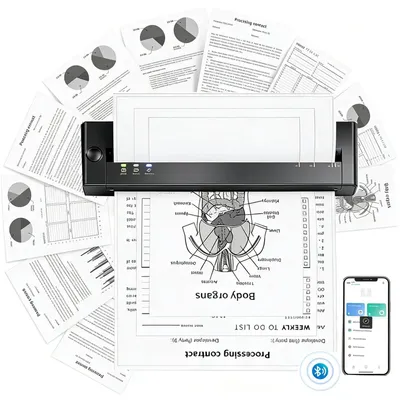Produktbild von Phomemo A281U A4-Thermodrucker ohne Tinte, mobiler Bluetooth Drucker kompatibel mit Smartphone & Laptop für Zuhause, Büro & Unterwegs